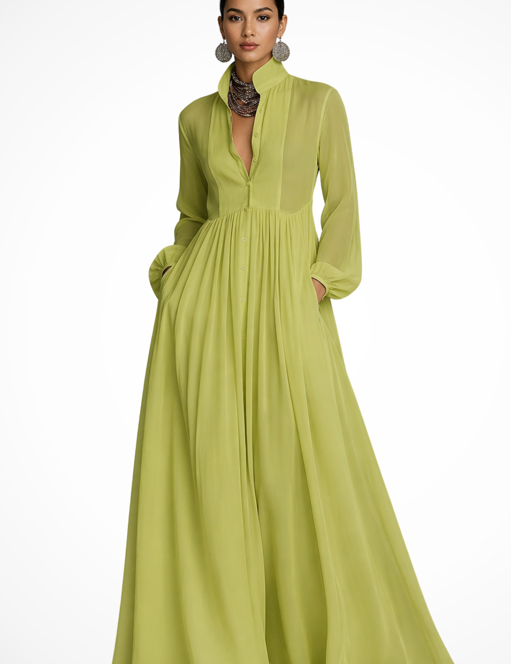 Long-Sleeve Maxi Dress for Women – Wedding Guest Dress with Pockets, Elegant & Floaty 6
