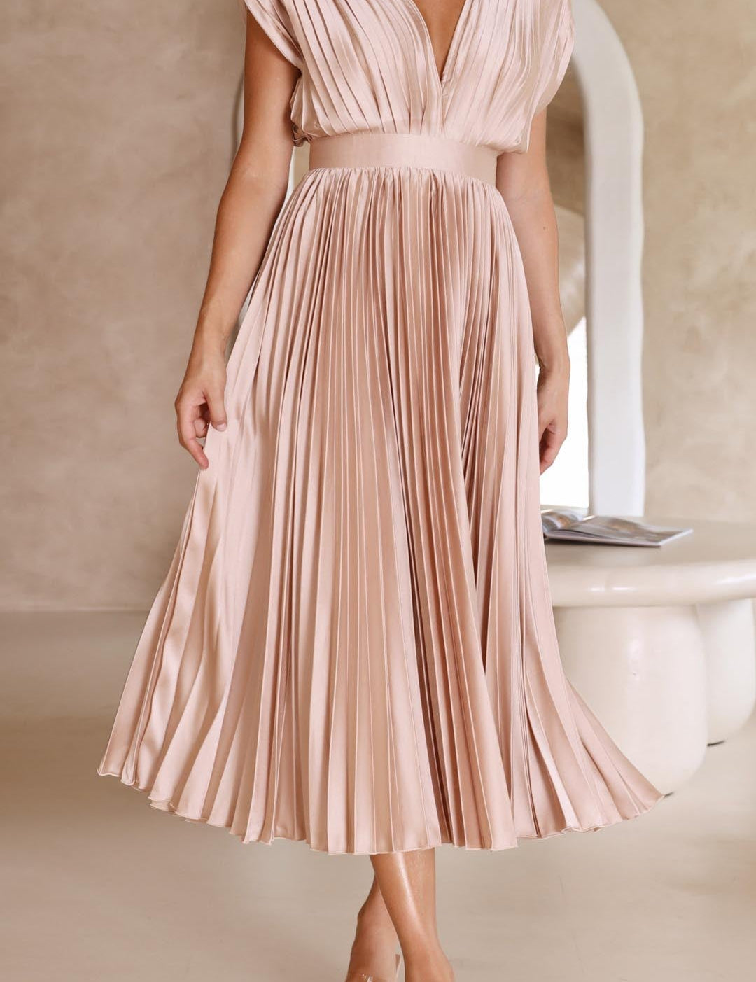 Pleated Maxi Dress for Women – Elegant Wedding Guest Summer Dress 6