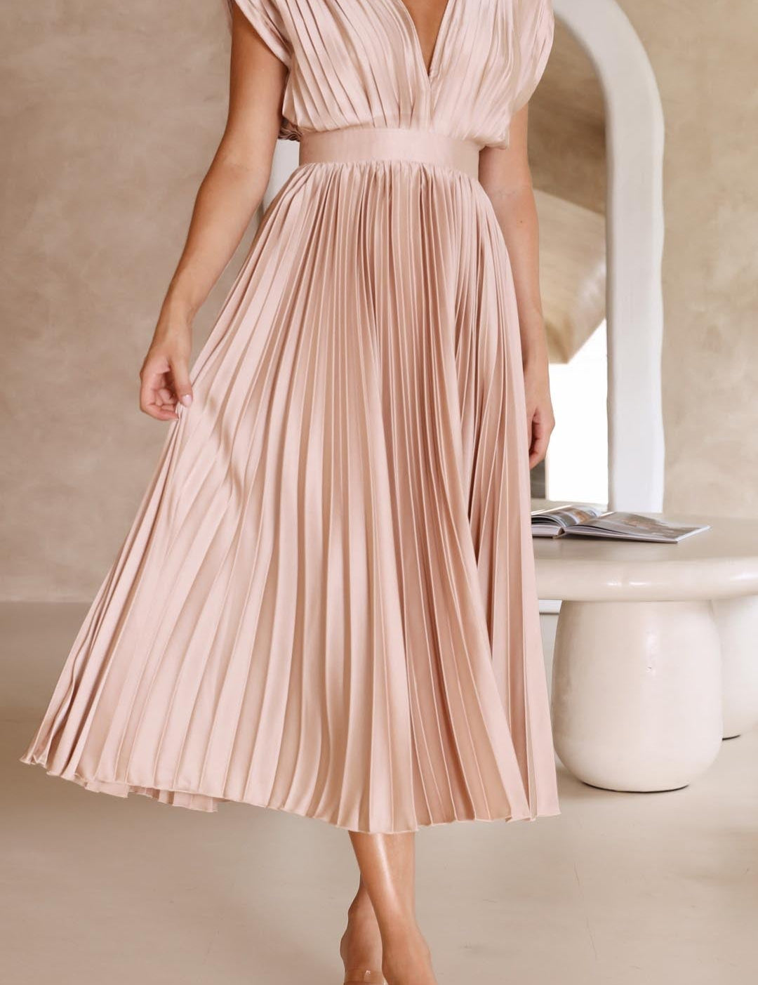 Pleated Maxi Dress for Women – Elegant Wedding Guest Summer Dress 7