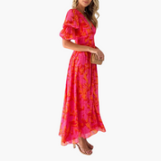 V-Neck Maxi Dress with Puff Sleeves – Wedding Guest & Summer Party Dress 1