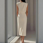 Elegant Midi Dress with Front Slit – Wedding Guest Dress for Special Occasions 1