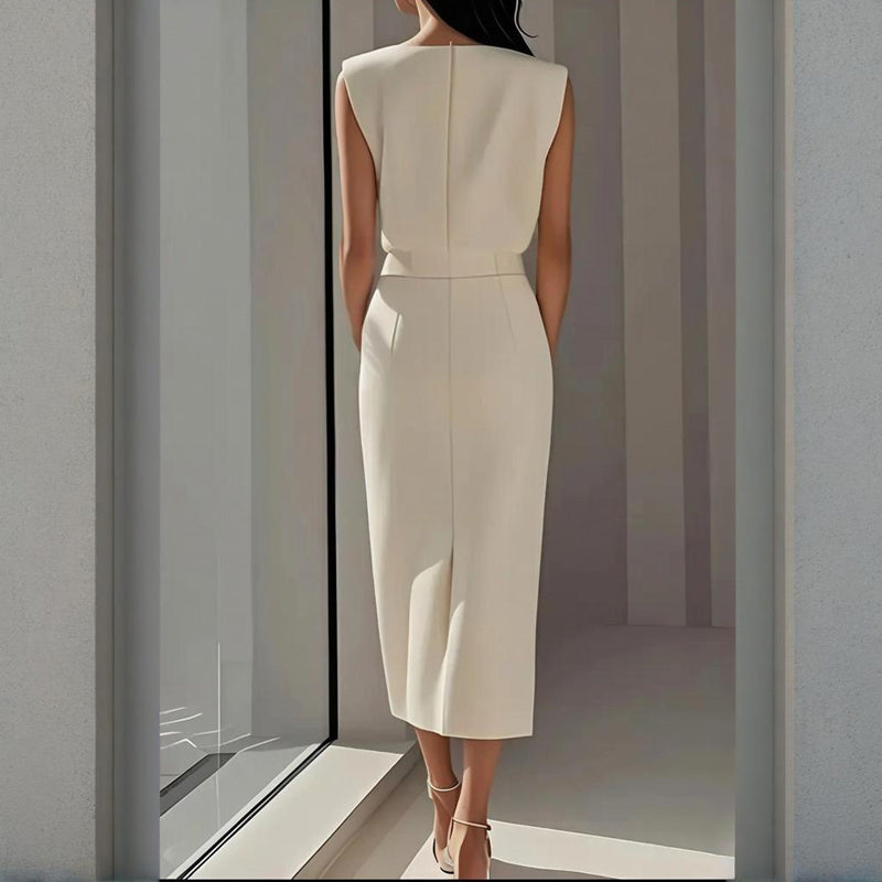 Elegant Midi Dress with Front Slit – Wedding Guest Dress for Special Occasions 1