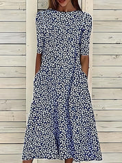 Floral Midi Dress for Women – Elegant Wedding Guest & Summer Party Dress 1