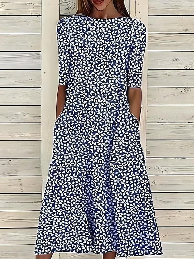 Floral Midi Dress for Women – Elegant Wedding Guest & Summer Party Dress 1