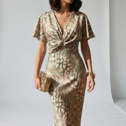 V-Neck Midi Dress for Women – Elegant Wedding Guest & Cocktail Party Dress 2