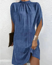Short Evening Dress with Batwing Sleeves & Pleated Collar – Elegant Occasion Dress 4