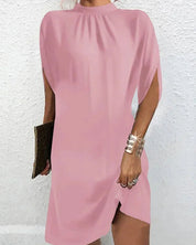 Short Evening Dress with Batwing Sleeves & Pleated Collar – Elegant Occasion Dress 8
