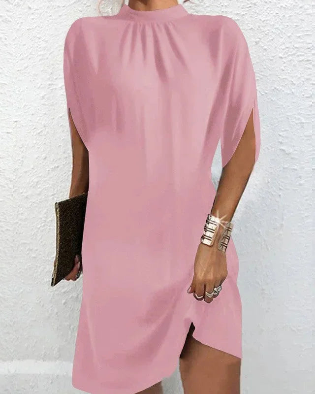 Short Evening Dress with Batwing Sleeves & Pleated Collar – Elegant Occasion Dress 8