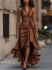 Wrap Maxi Evening Dress for Women – Elegant V-Neck Gown for Special Occasions 10