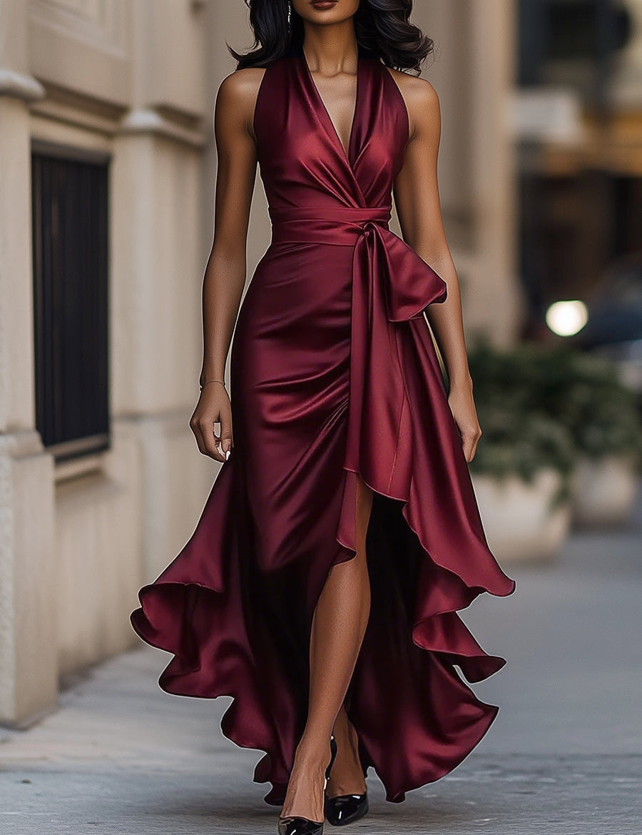 Wrap Maxi Evening Dress for Women – Elegant V-Neck Gown for Special Occasions 7