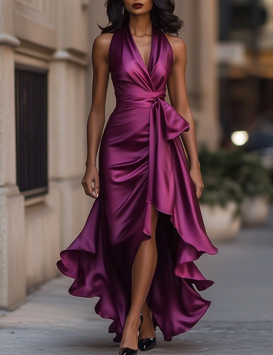 Wrap Maxi Evening Dress for Women – Elegant V-Neck Gown for Special Occasions 9