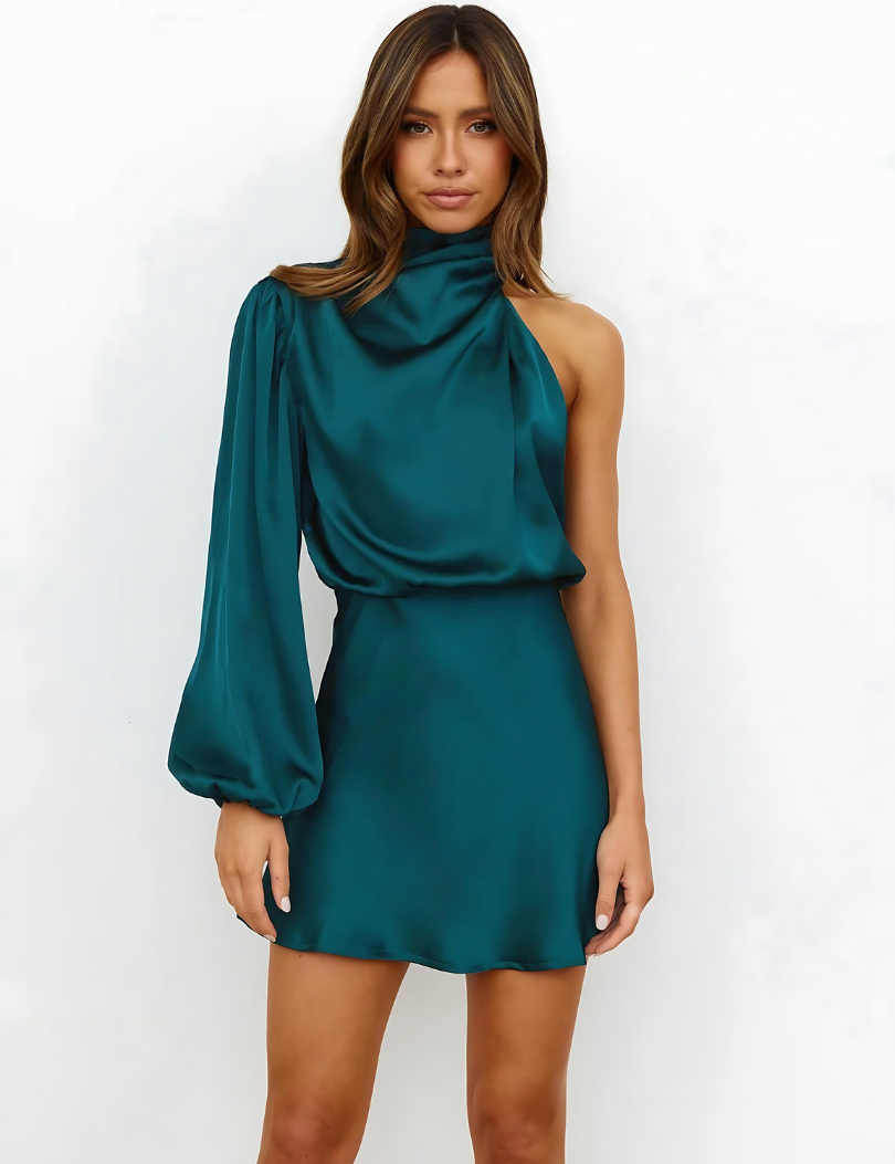 Mini Evening Dress with Asymmetric Neckline – Elegant Occasion & Party Dress 5