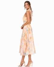 Halter Neck Maxi Dress for Women – Watercolour Print Elegant Summer Dress 2