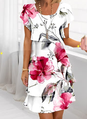 Ruffle Wedding Guest Dress with Short Sleeves – Elegant Evening Dress – Caroline 2