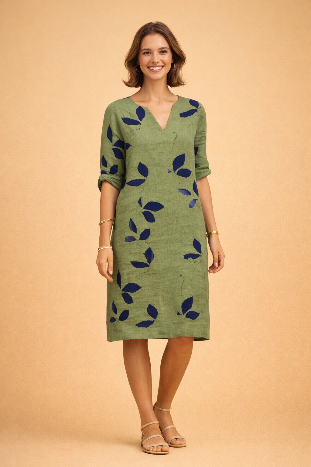 Leaf-Print Summer Dress for Women – Elegant Versatile Occasion Dress – Eliza
