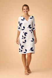 Leaf-Print Summer Dress for Women – Elegant Versatile Occasion Dress – Eliza