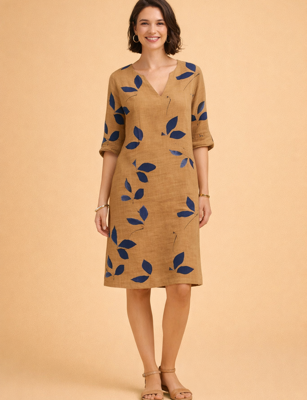 Leaf-Print Summer Dress for Women – Elegant Versatile Occasion Dress – Eliza