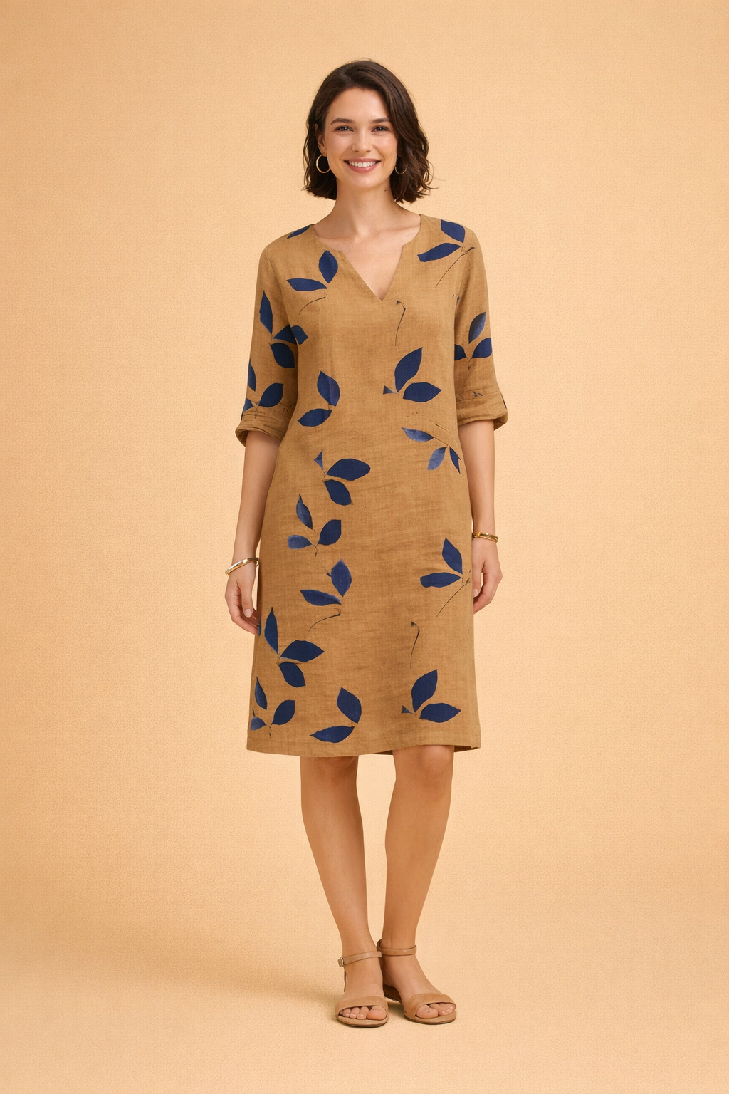 Leaf-Print Summer Dress for Women – Elegant Versatile Occasion Dress – Eliza