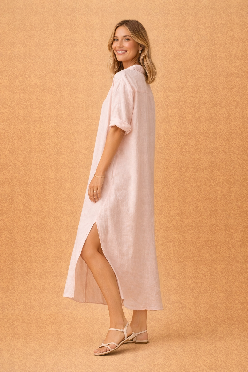 Linen Dress for Women – Relaxed Collared Spring Dress – Delilah