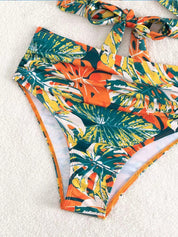 Tropical High-Waisted Bikini for Women – Two-Piece Adjustable Swimwear 5