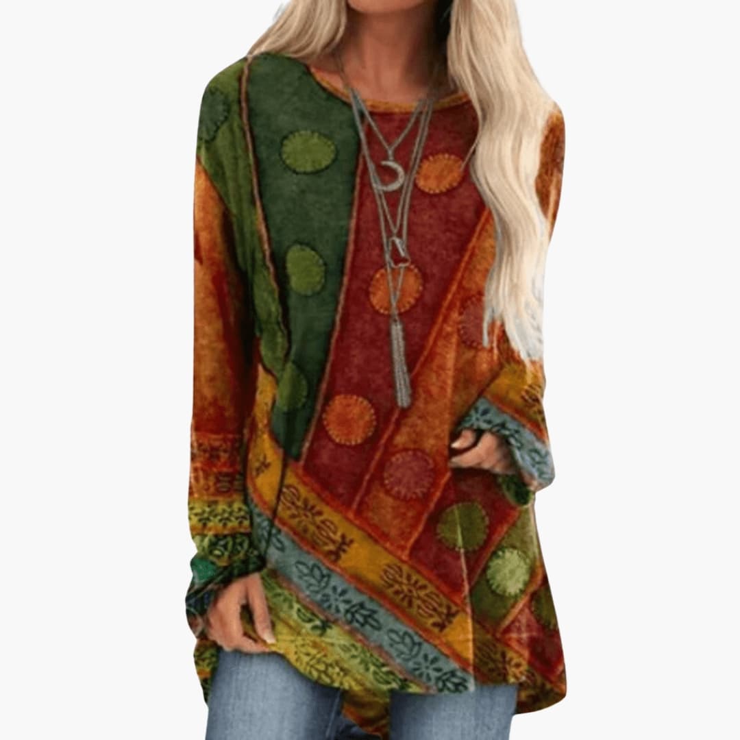 Boho Tunic Top for Women – Long-Sleeve Patchwork Tunic for Any Occasion 1
