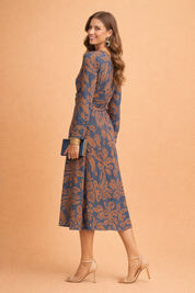 Twist-Front Midi Dress for Women – Long-Sleeve Occasion Dress – Alexa