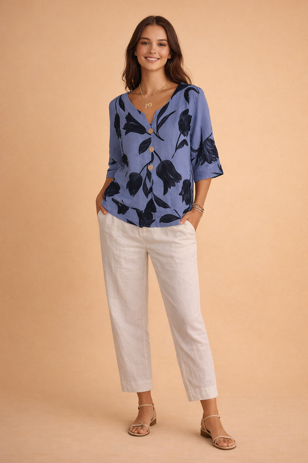 V-Neck Top for Women – Relaxed Casual V-Neck Blouse – Gwen