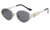 Oval Metal-Frame Sunglasses for Women – Minimalist UV400 Sunglasses