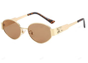 Oval Metal-Frame Sunglasses for Women – Minimalist UV400 Sunglasses