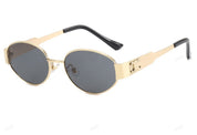 Oval Metal-Frame Sunglasses for Women – Minimalist UV400 Sunglasses