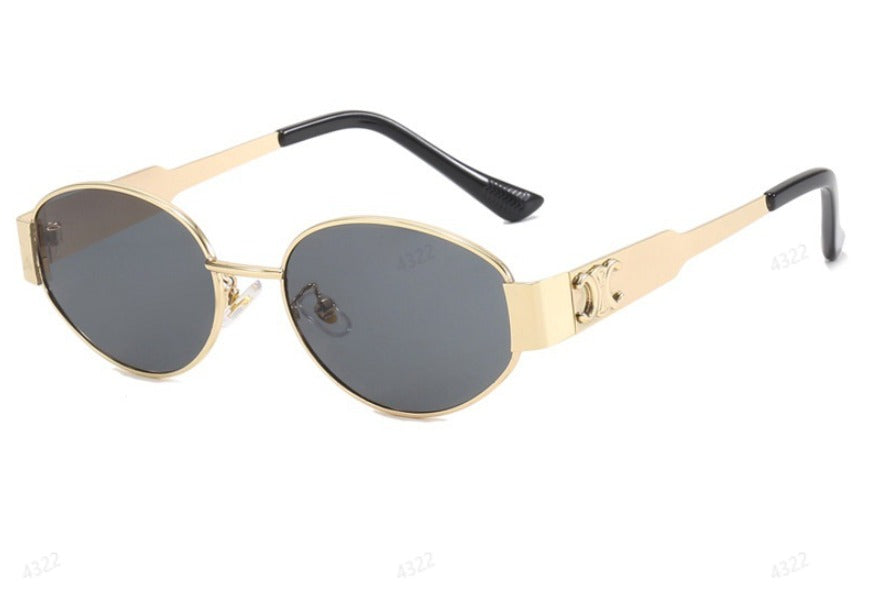 Oval Metal-Frame Sunglasses for Women – Minimalist UV400 Sunglasses