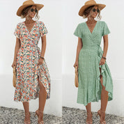 Floral Midi Dress for Women – Breathable Wedding Guest Summer Dress