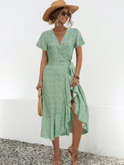 Floral Midi Dress for Women – Breathable Wedding Guest Summer Dress