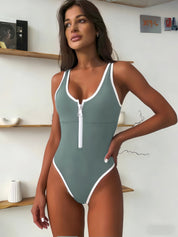 One-Piece Swimsuit for Women with Zip – Modern Athletic Bathing Suit