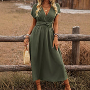 V-Neck Boho Maxi Dress for Women – Elegant Occasion Dress – Heather