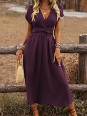 V-Neck Boho Maxi Dress for Women – Elegant Occasion Dress – Heather