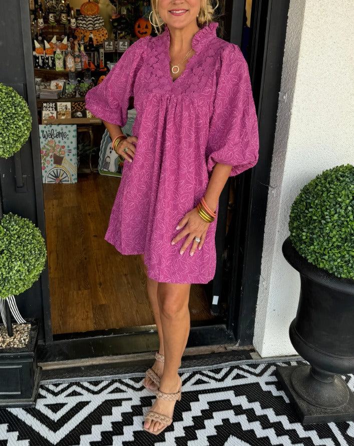 Satin Puff-Sleeve Dress for Women – Elegant V-Neck Occasion Dress – Anna