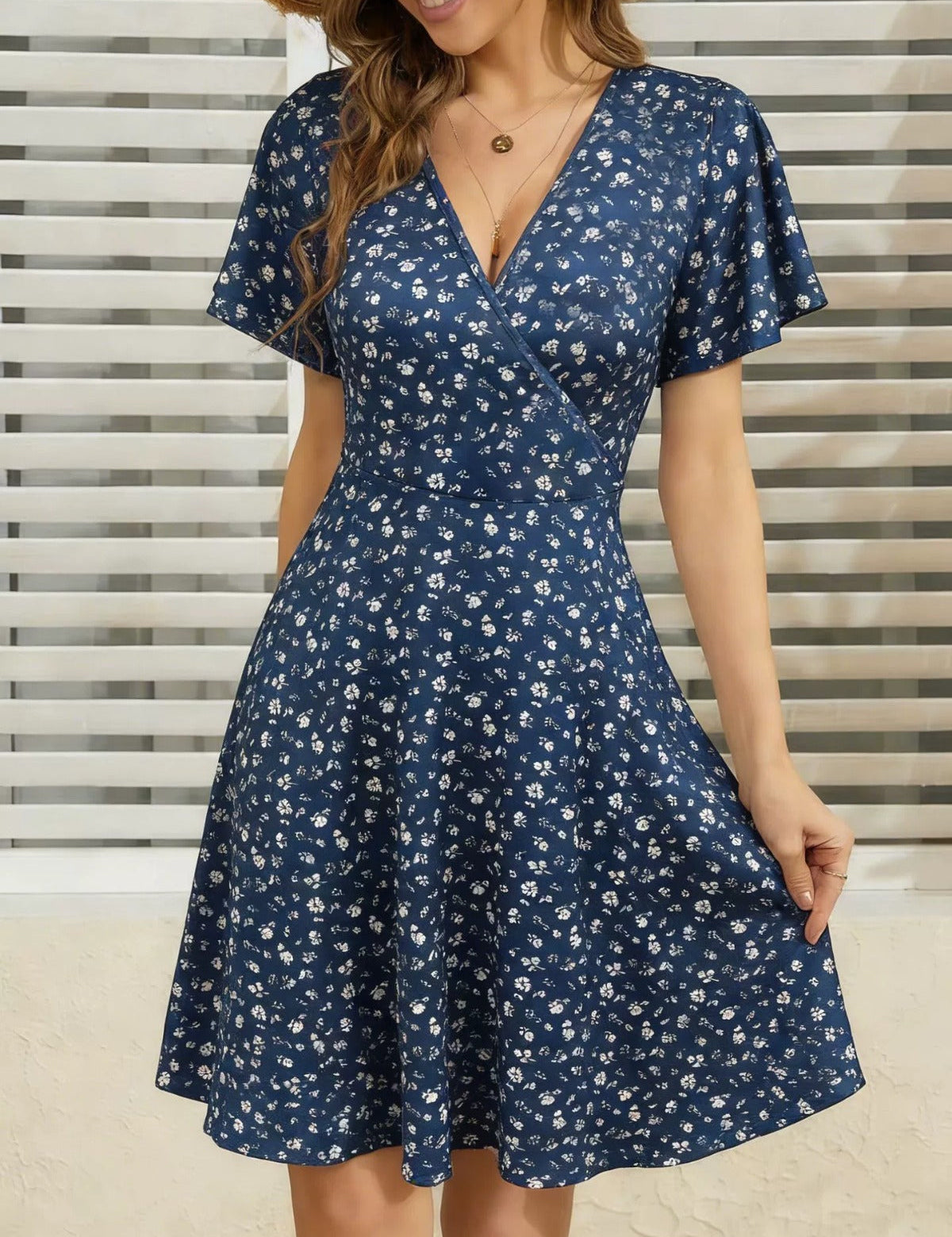 Wrap Summer Dress for Women – Polka-Dot V-Neck Dress – Eloisa