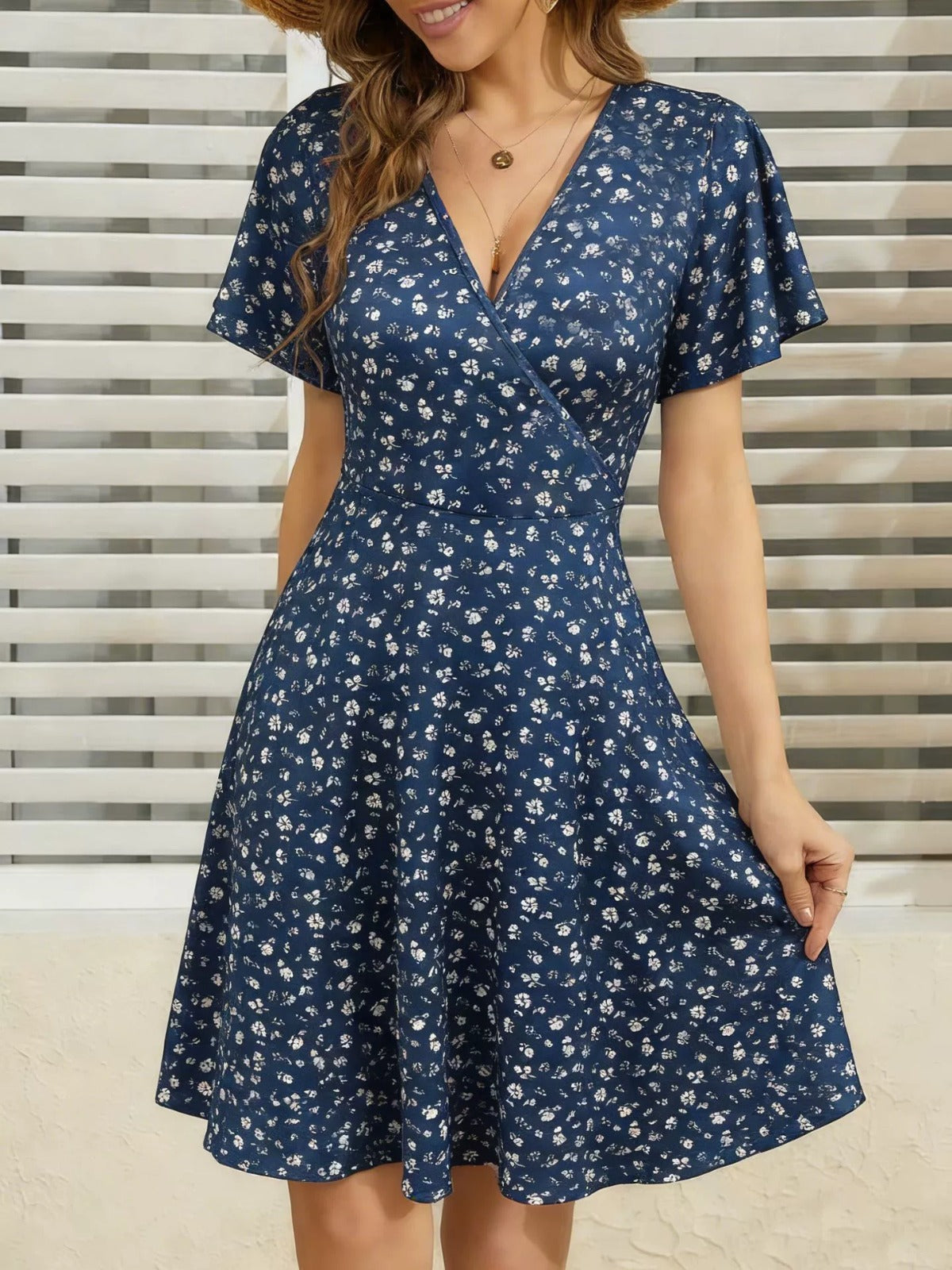 Wrap Summer Dress for Women – Polka-Dot V-Neck Dress – Eloisa
