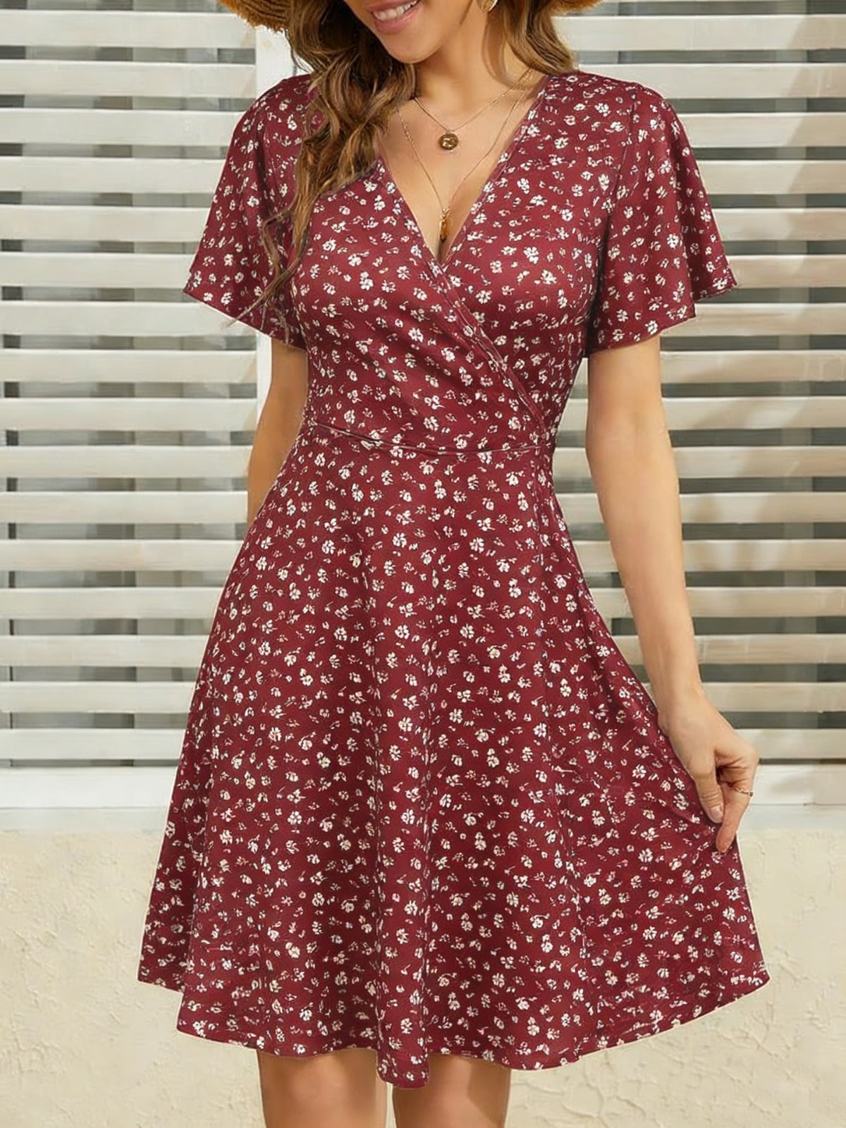 Wrap Summer Dress for Women – Polka-Dot V-Neck Dress – Eloisa