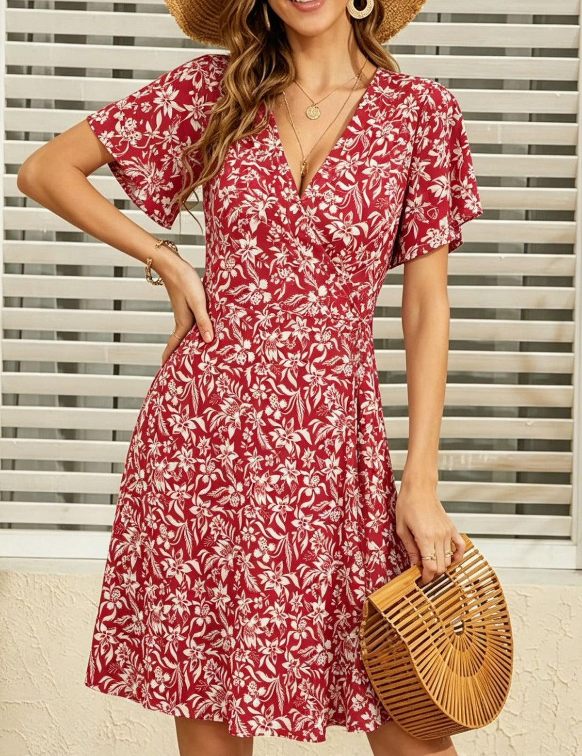 Wrap Summer Dress for Women – Polka-Dot V-Neck Dress – Eloisa