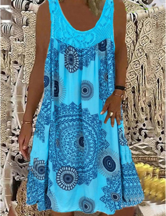 Plus-Size Sleeveless Summer Dress for Women – Printed Occasion Dress – Leilany