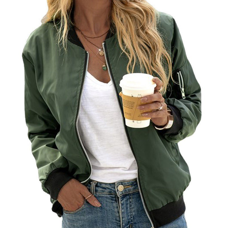 Women's Bomber Jacket with Pockets & Zip – Stylish Functional Everyday Jacket