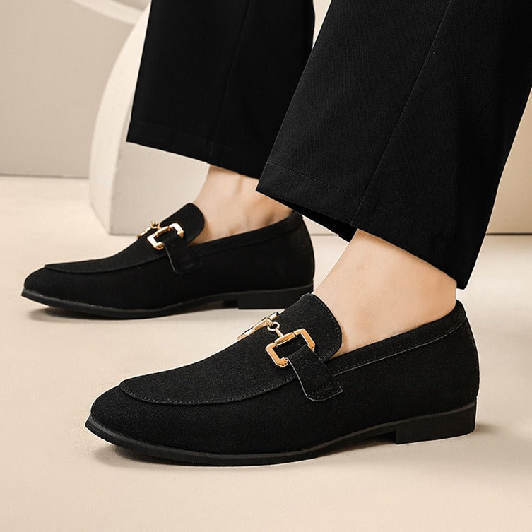 Men's Black Loafers with Arch Support – Elegant Slip-On Shoes
