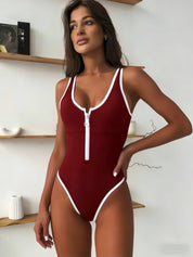 One-Piece Swimsuit for Women with Zip – Modern Athletic Bathing Suit