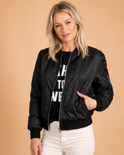 Women's Bomber Jacket with Pockets & Zip – Stylish Functional Everyday Jacket