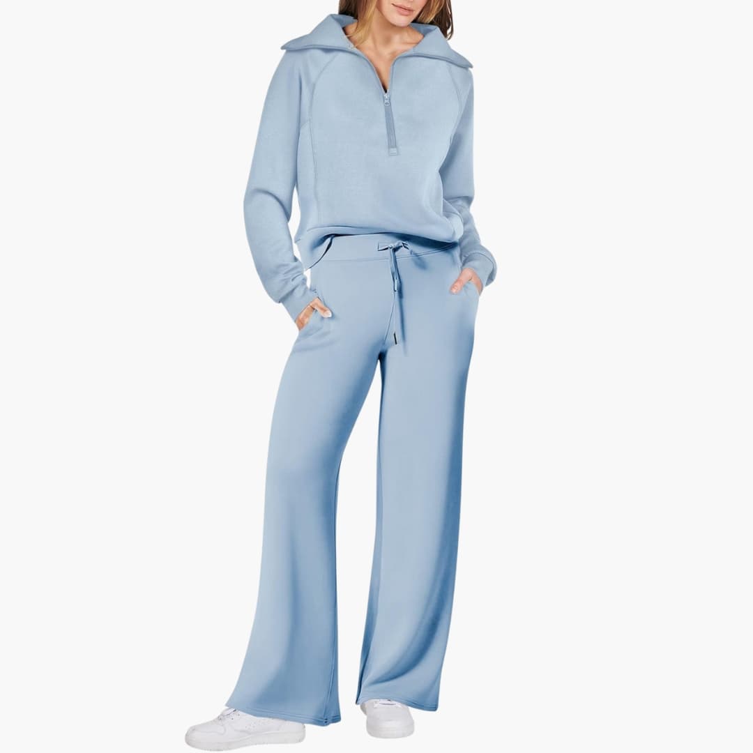 Women's Tracksuit Set – Zip-Top & Wide-Leg Trouser Co-ord 13
