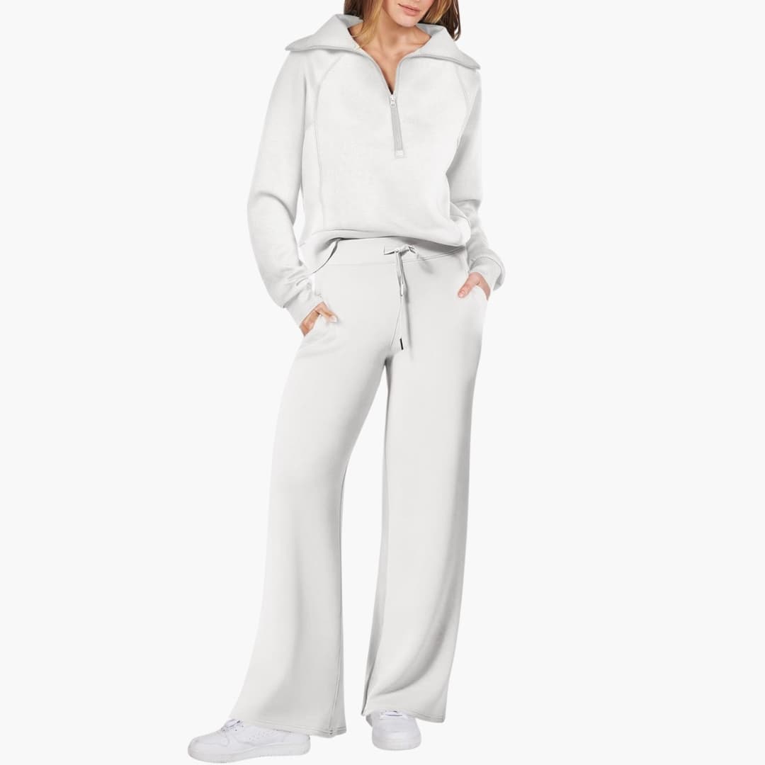 Women's Tracksuit Set – Zip-Top & Wide-Leg Trouser Co-ord 14