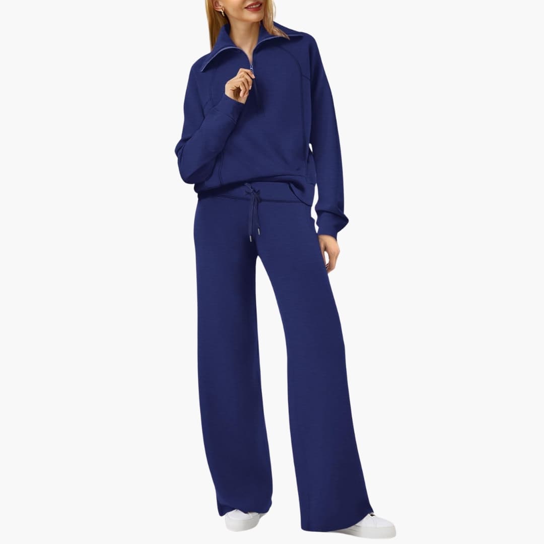 Women's Tracksuit Set – Zip-Top & Wide-Leg Trouser Co-ord 16