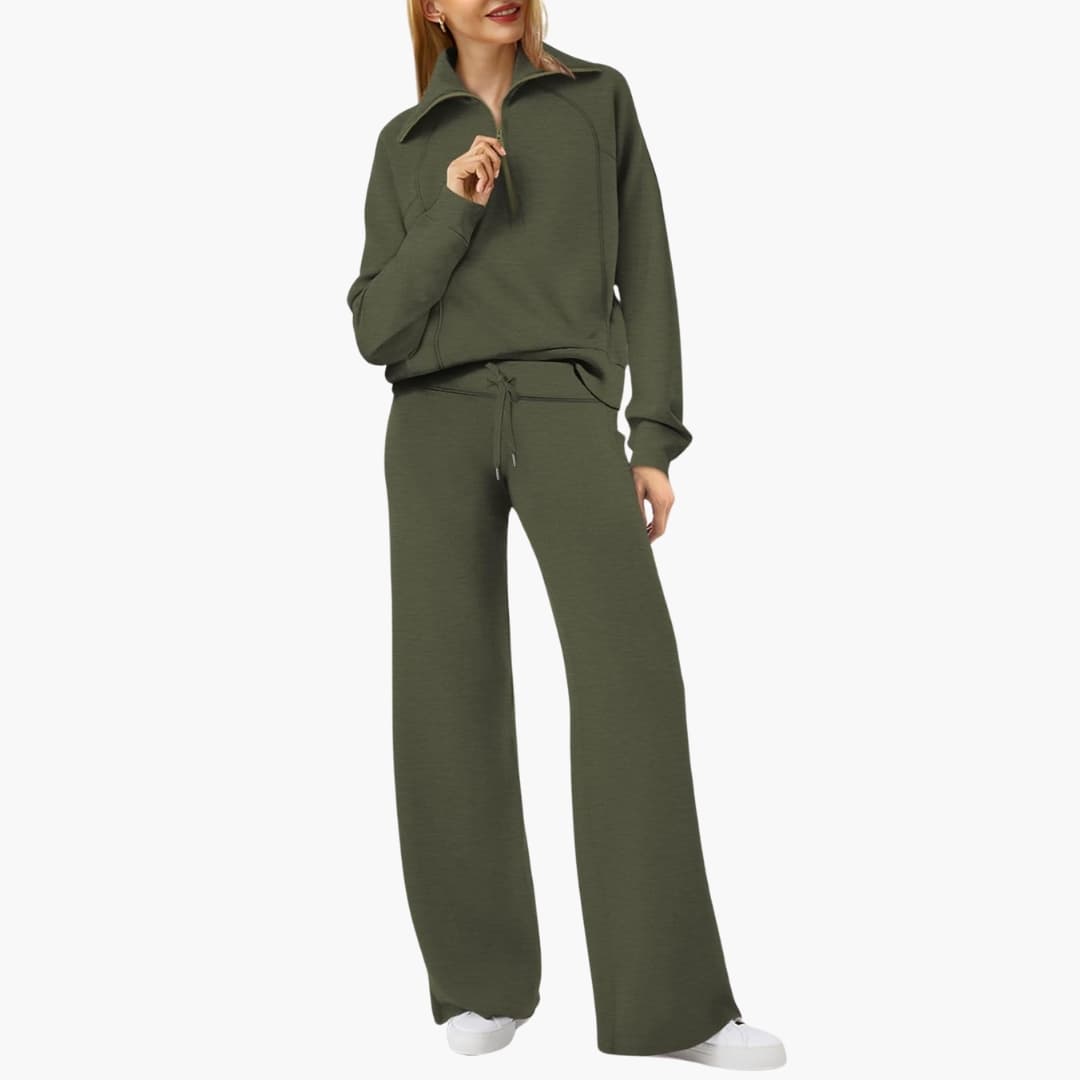 Women's Tracksuit Set – Zip-Top & Wide-Leg Trouser Co-ord 18